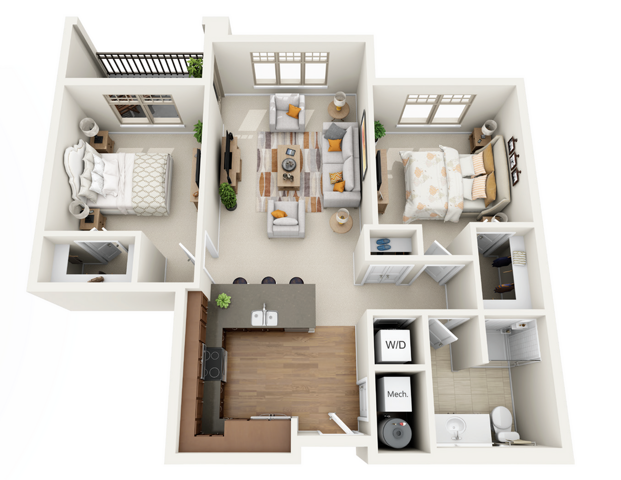Floor Plan 2A | Wells Street Station | Apartments in Delafield, WI
