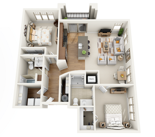 Floor Plan 2C | Wells Street Station | Apartments in Delafield, WI