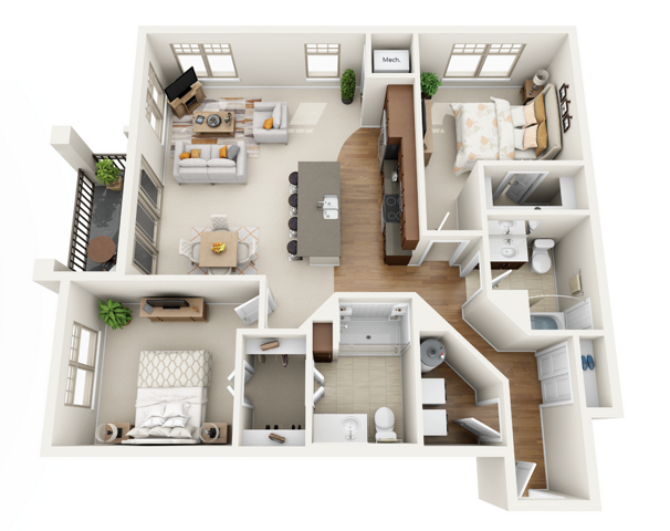 Floor Plan 2J | Wells Street Station | Apartments in Delafield, WI
