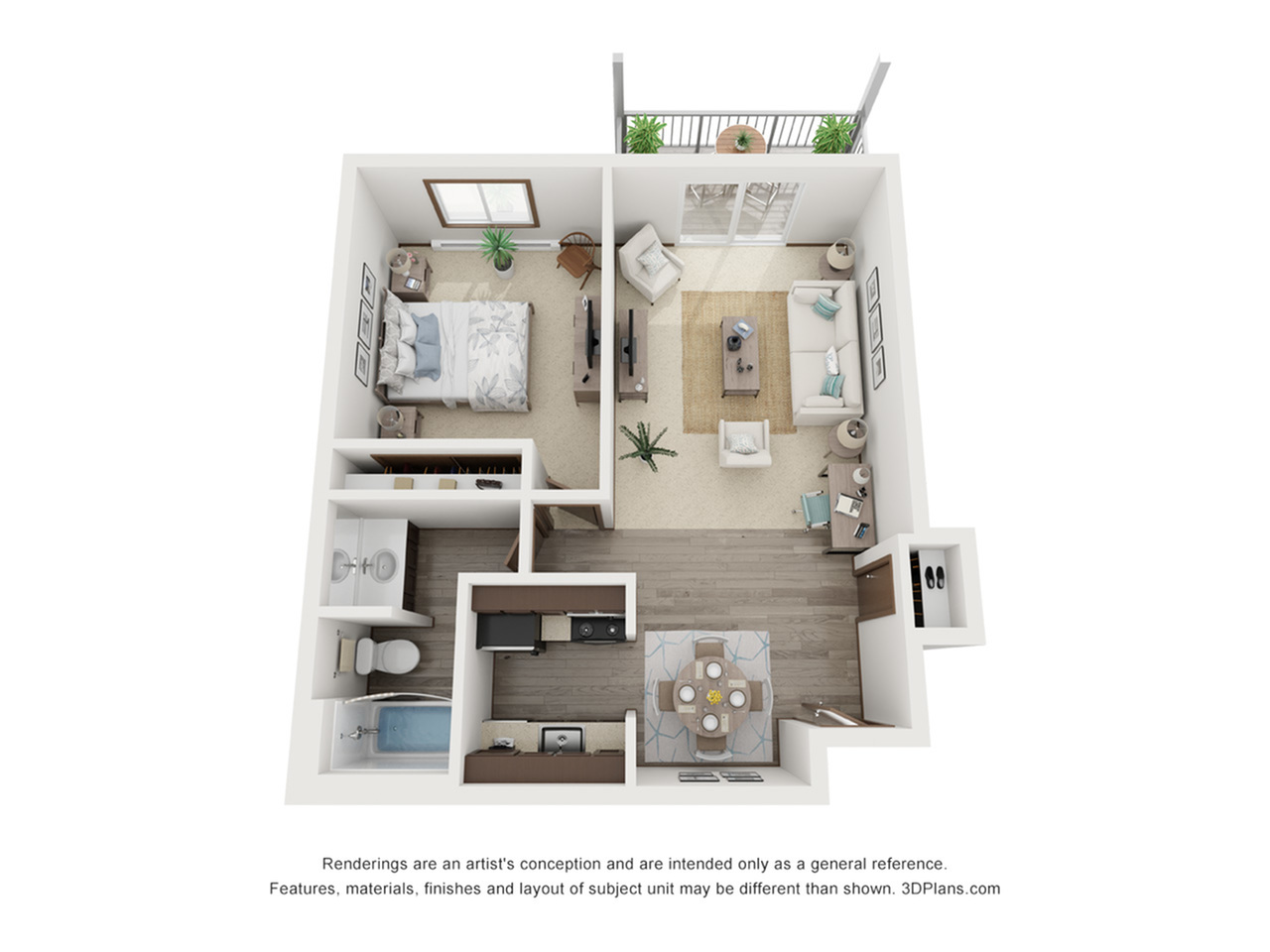 Poplar with Patio/Balcony | Valley View Apartments | Apartments in Madison, WI