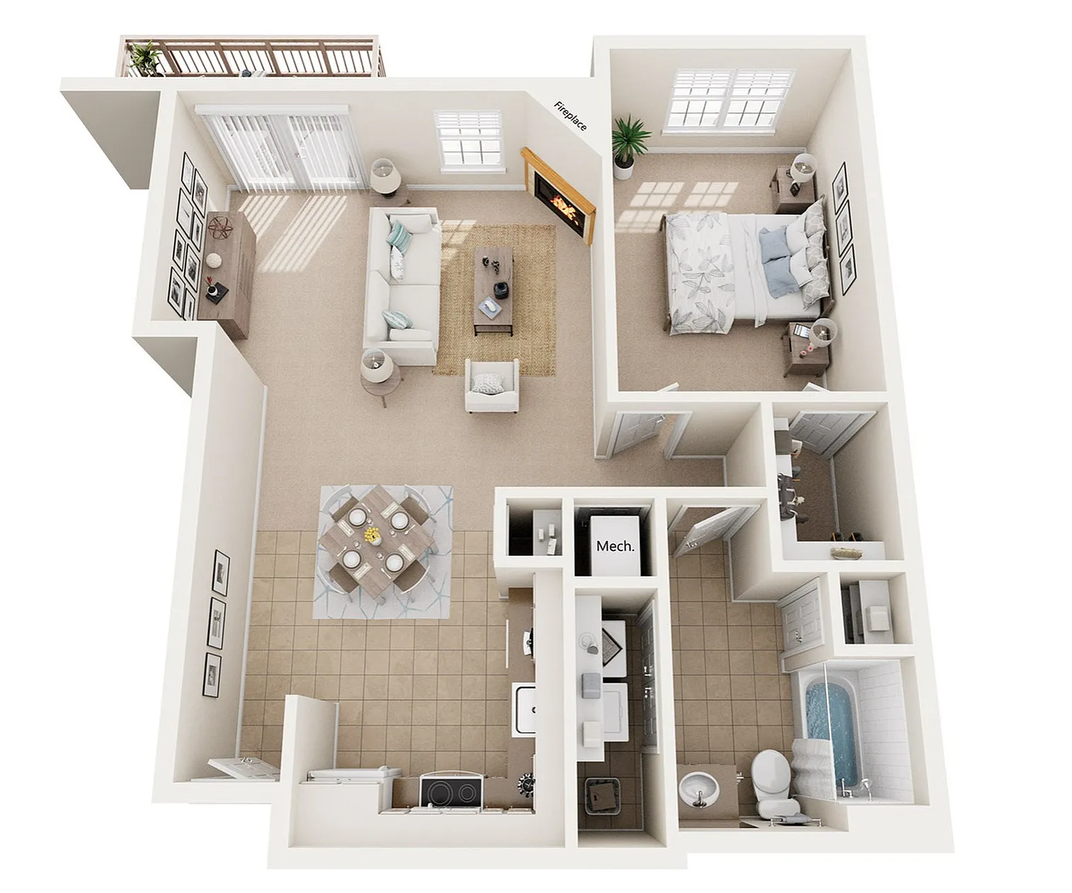 One Bedroom, One Bathroom with Fireplace | Liberty Square | Apartments in Sun Prairie, WI
