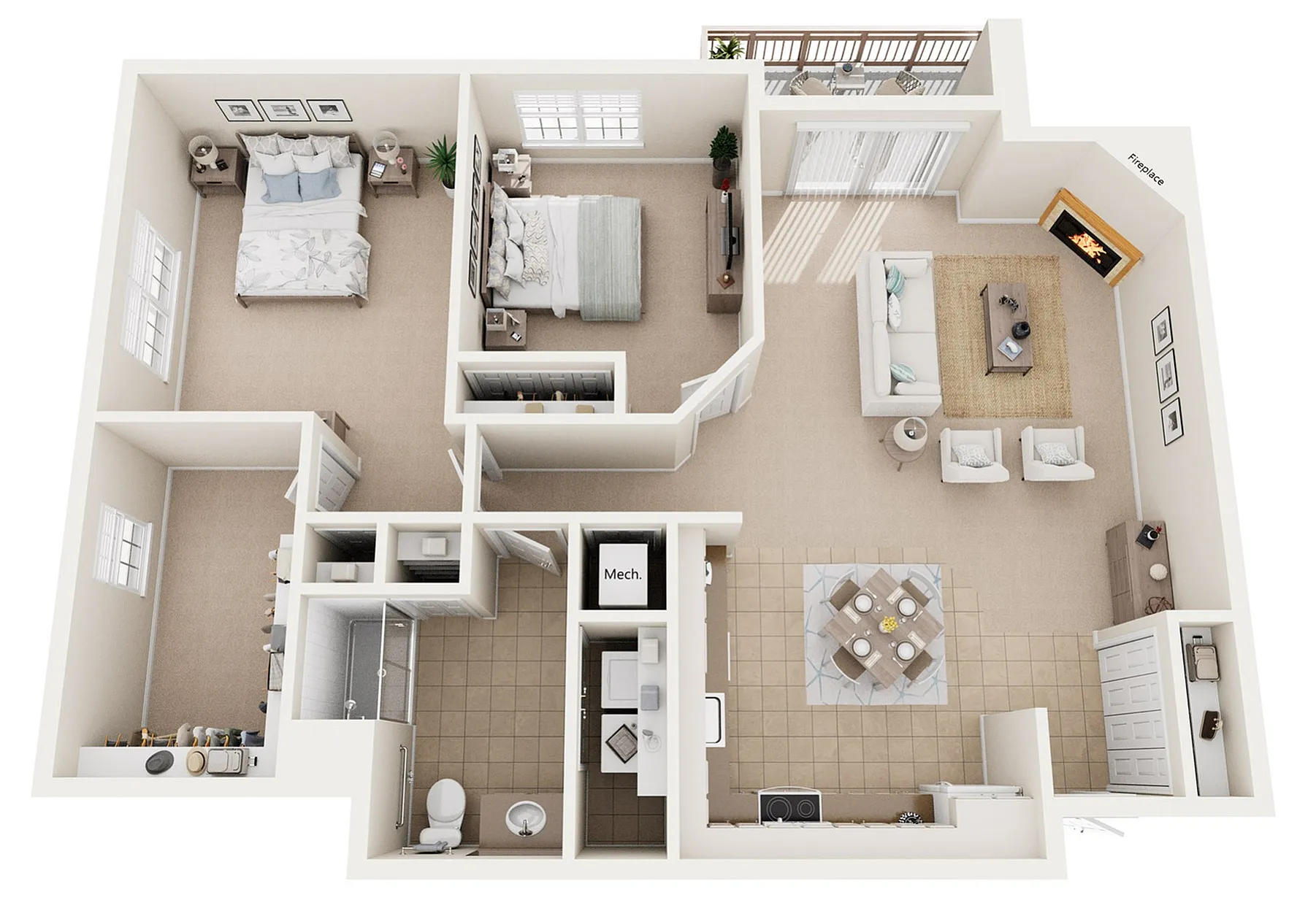 Two Bedroom, One Bathroom with Fireplace | Liberty Square | Apartments in Sun Prairie, WI