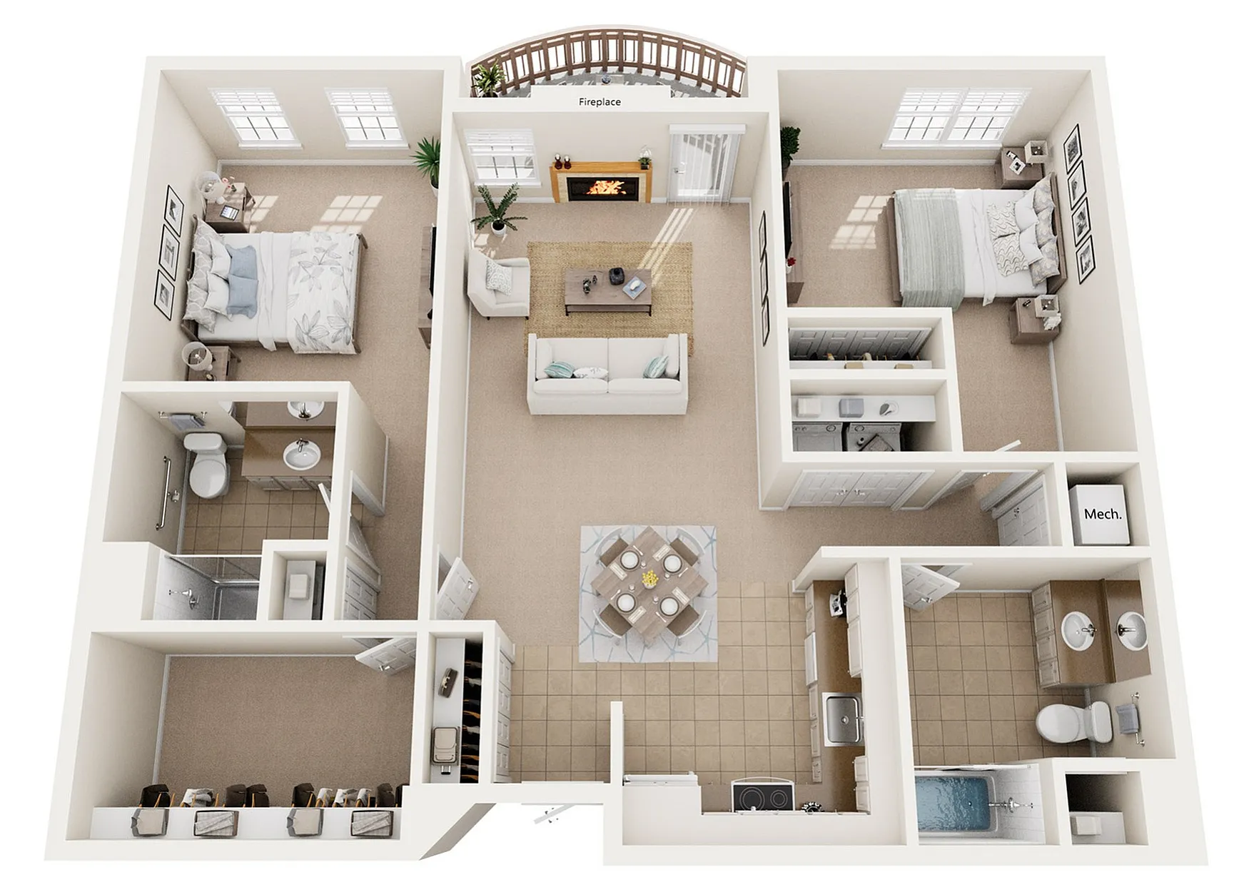 Two Bedroom, Two Bathroom with Fireplace | Liberty Square | Apartments in Sun Prairie, WI