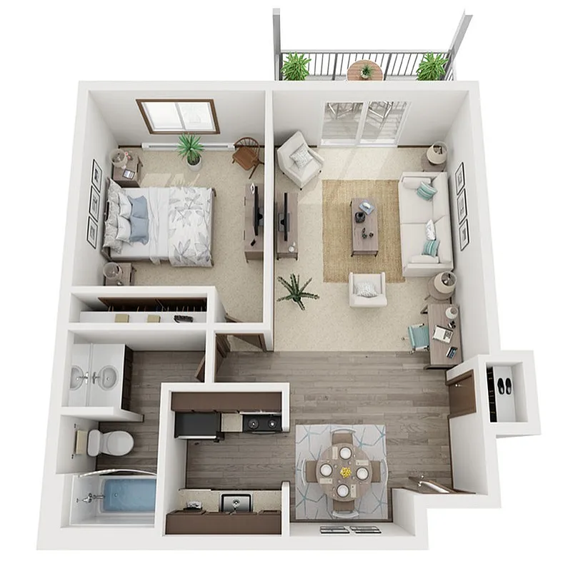 Poplar with Patio/Balcony | Valley View Apartments | Apartments in Madison, WI