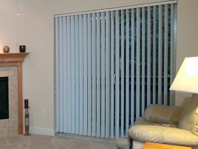 Image of Vertical Blinds on Patio Door & Mini Blinds on all Windows for Liberty Square