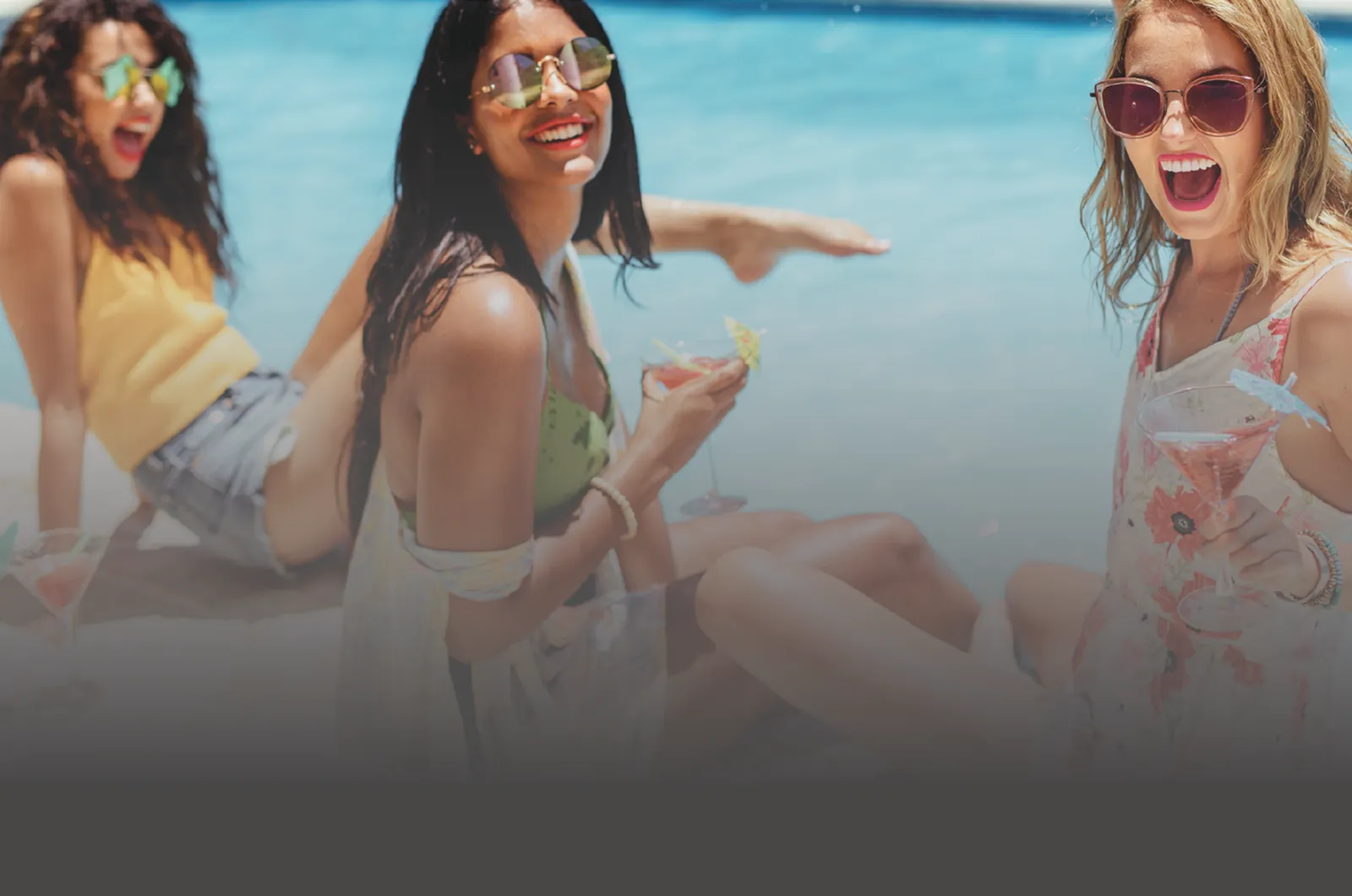women by pool