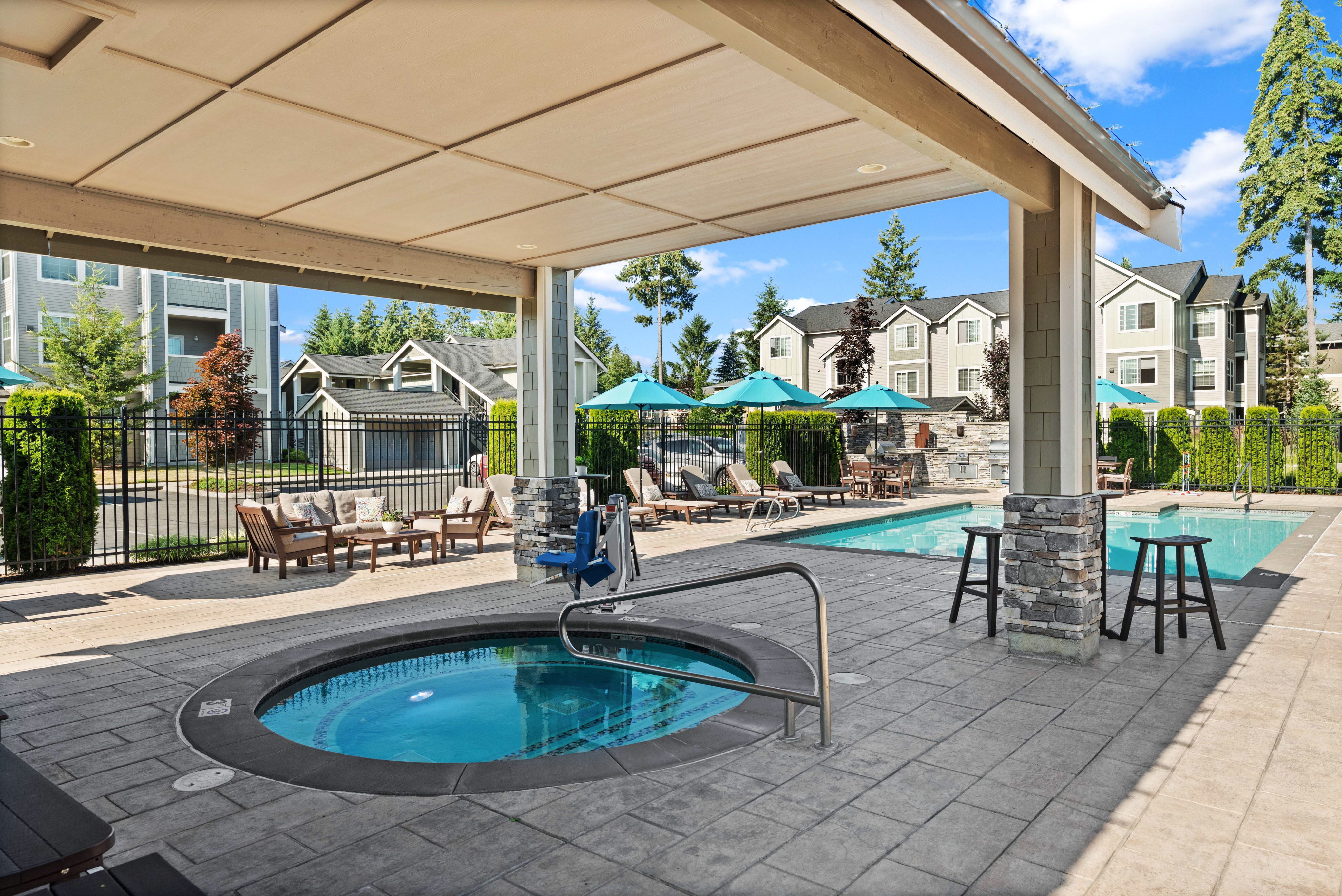 Spa and Cabaña l Luxury Apartments in Puyallup, WA l Silver Creek