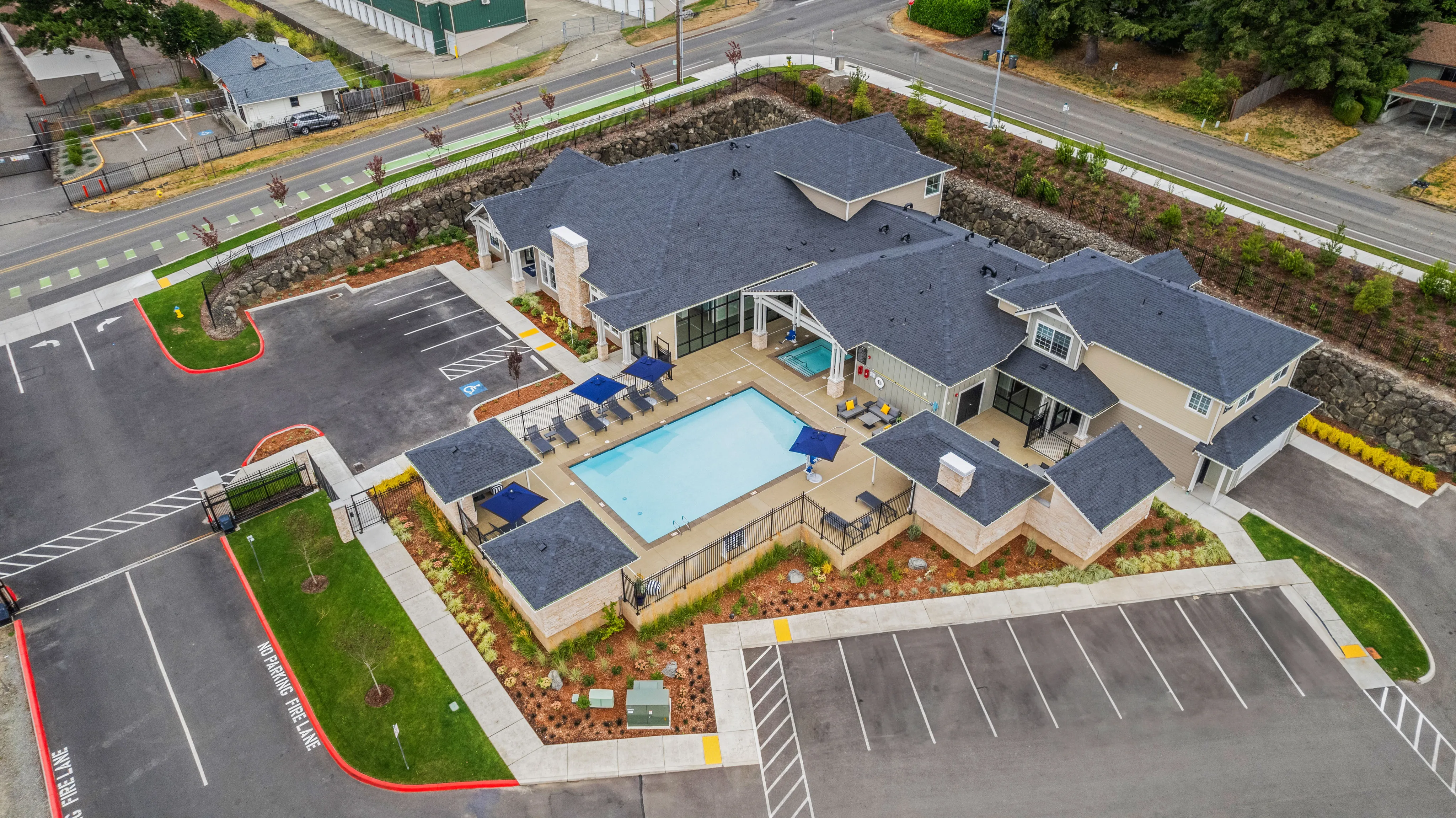 Leasing Office + Pool Area l Luxury Apartments and Townhomes for Rent in Bremerton, WA l Blue Ridge Apartments