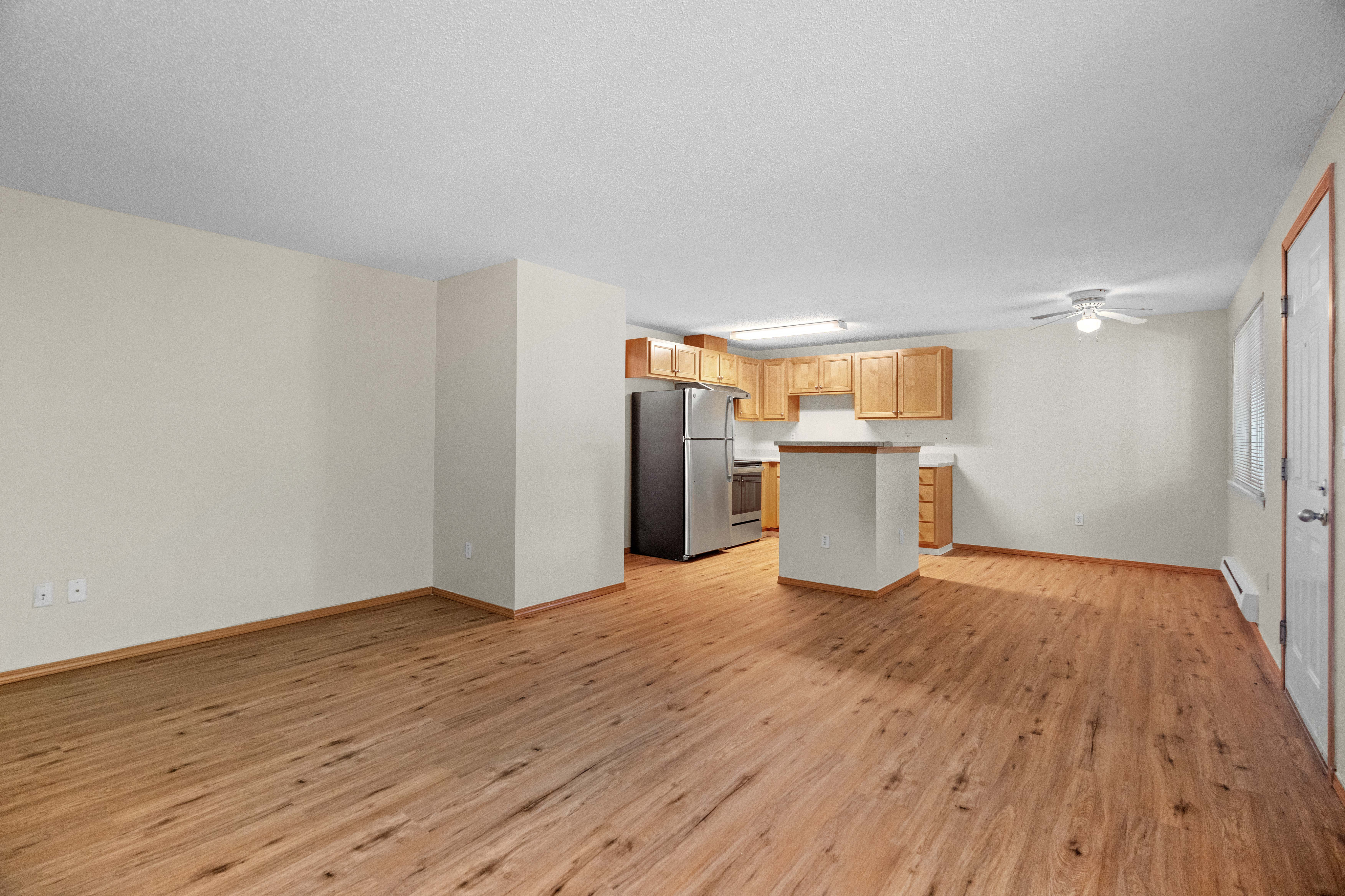 Living Room + Dining Room + Kitchen l Apartments for Rent in Tacoma, WA l Cedar Court Apartments
