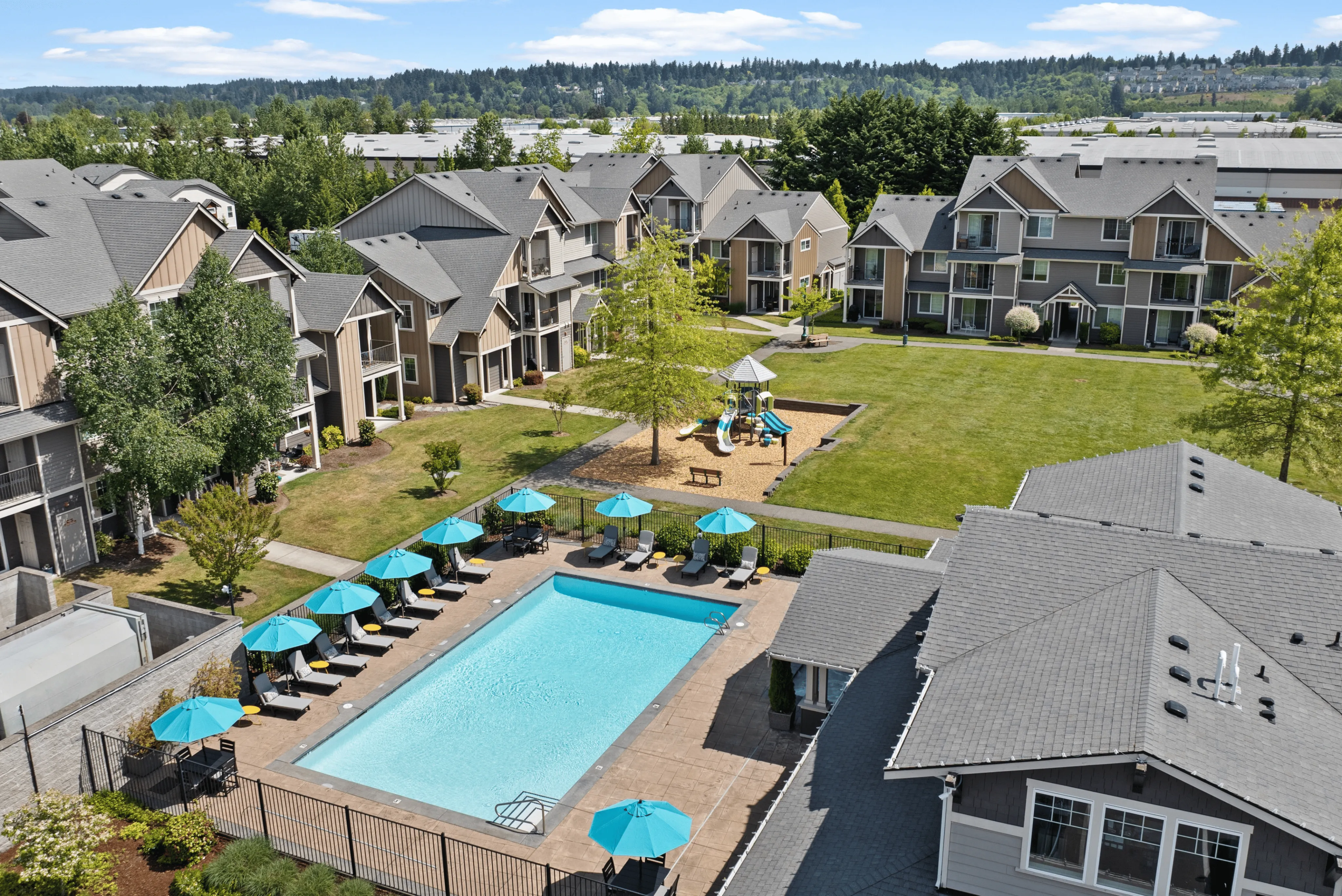 Pool + Play Area l Luxury Apartments for Rent l Fife, WA l Port Landing