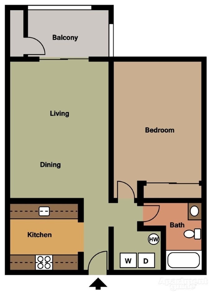 1 Bed 1 Bath Standard - 632 Sq Ft