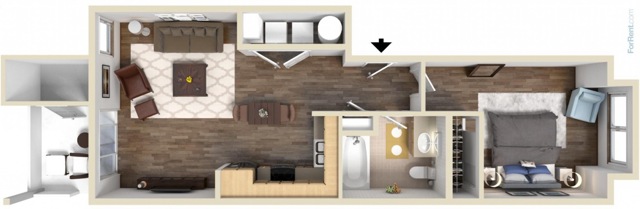 1x1 Economy 588 Sq Ft