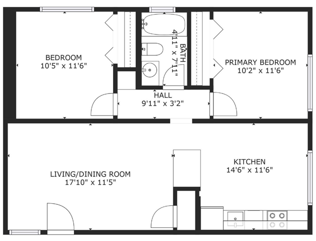 2 Bedroom 1 Bath 725-768 Sq Ft