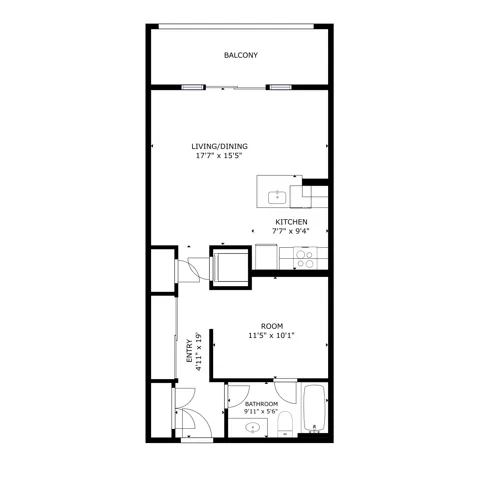 Studio 733 Sq Ft