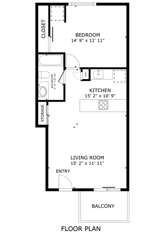 1 Bedroom 624 Sq Ft