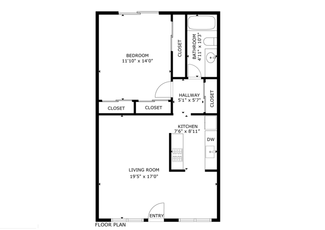 1 Bedroom w/Garage 720 Sq Ft
