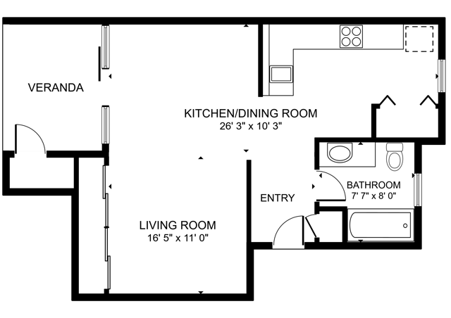 Studio Deluxe Floorplan
