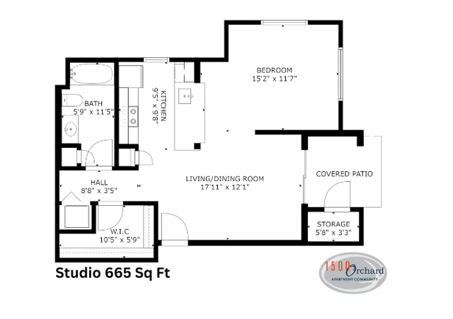 Studio 665 Sq Ft