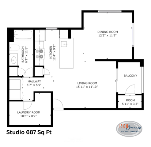 Studio 687 Sq Ft