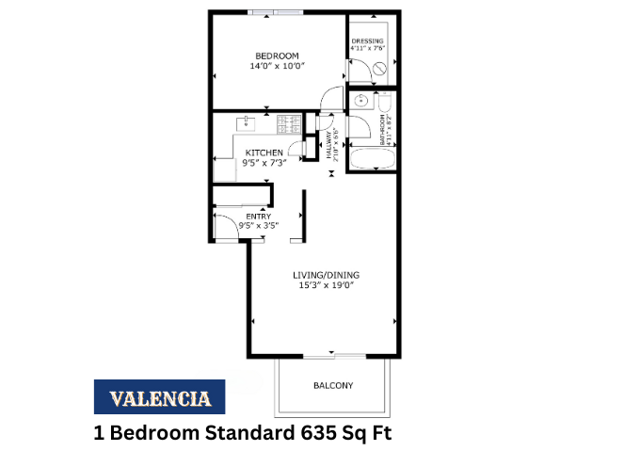 1x1 Standard 635 Sq Ft