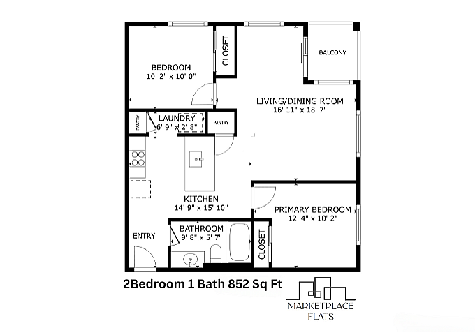 2 Bedroom 1 Bath Standard