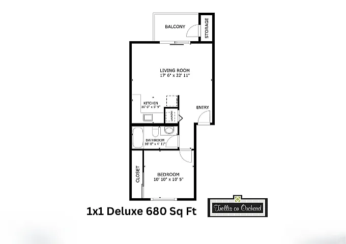 1 Bedroom Deluxe Floorplan
