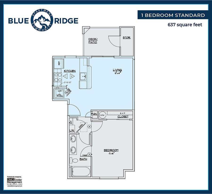 1 Bedroom Standard | 1 Bed Apartment | Blue Ridge Apartments