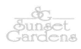 Elegant logo design for Sunset Gardens featuring stylized initials and text.