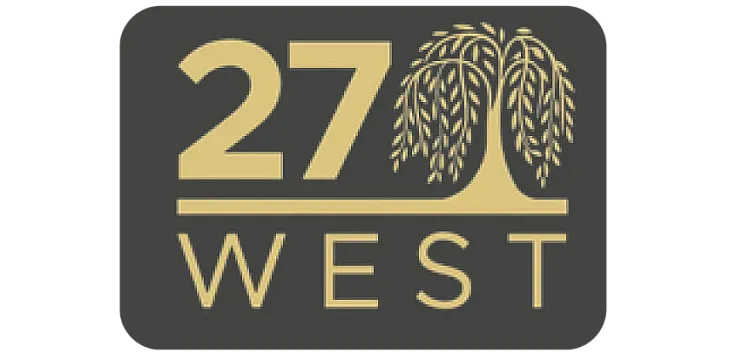 Elegant 27 West logo featuring a stylized tree, blending sophistication with modernity.