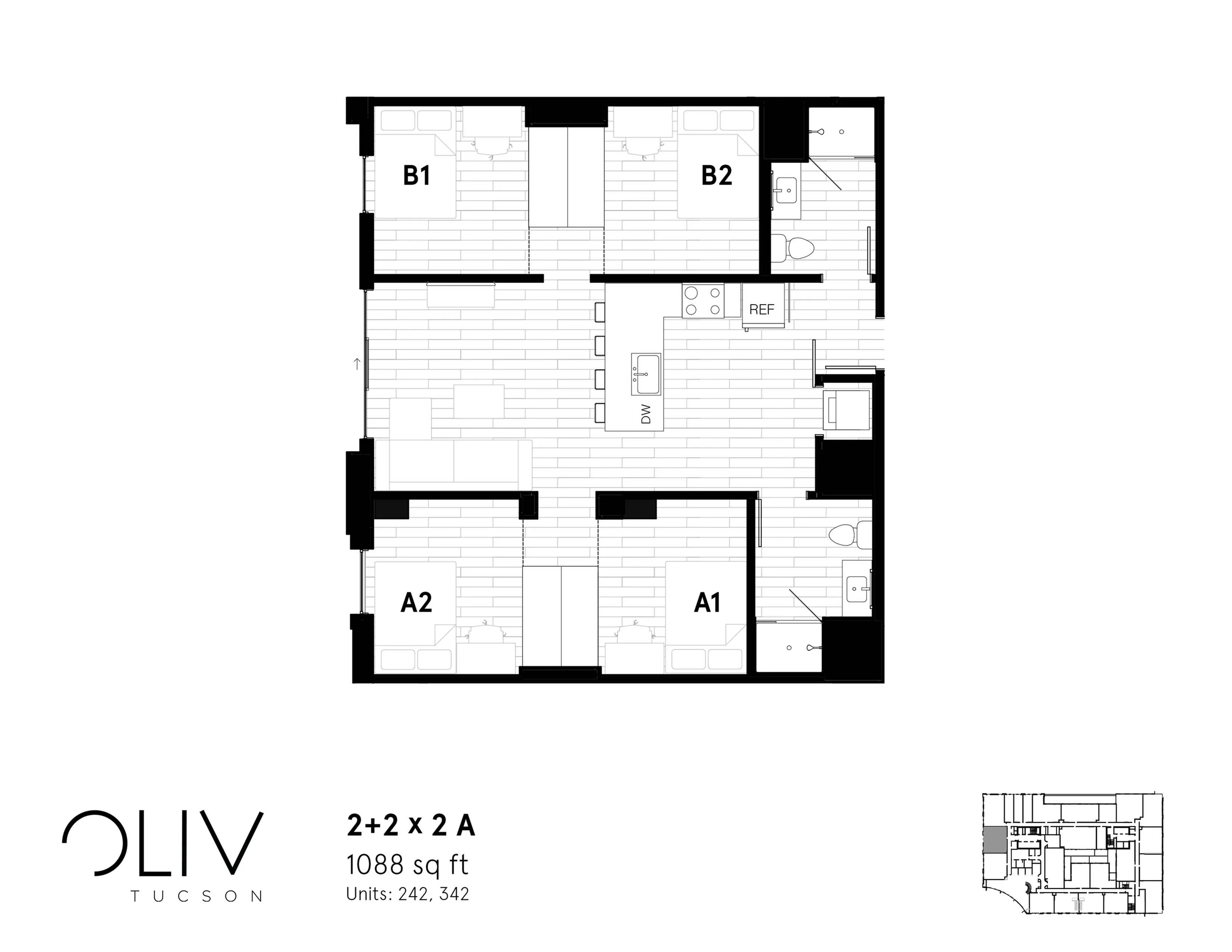 Two bedroom floor plan