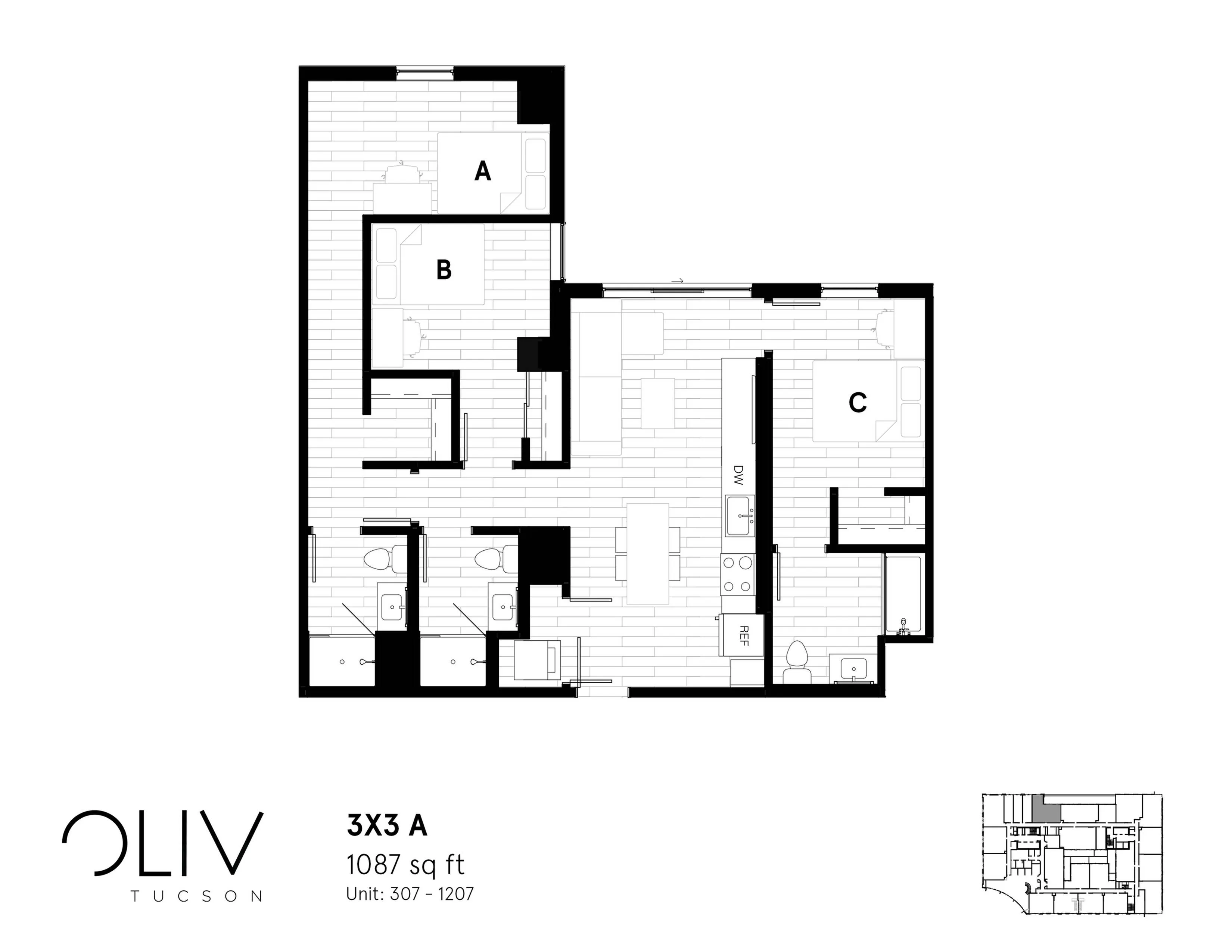 Three Bedroom Floor Plan