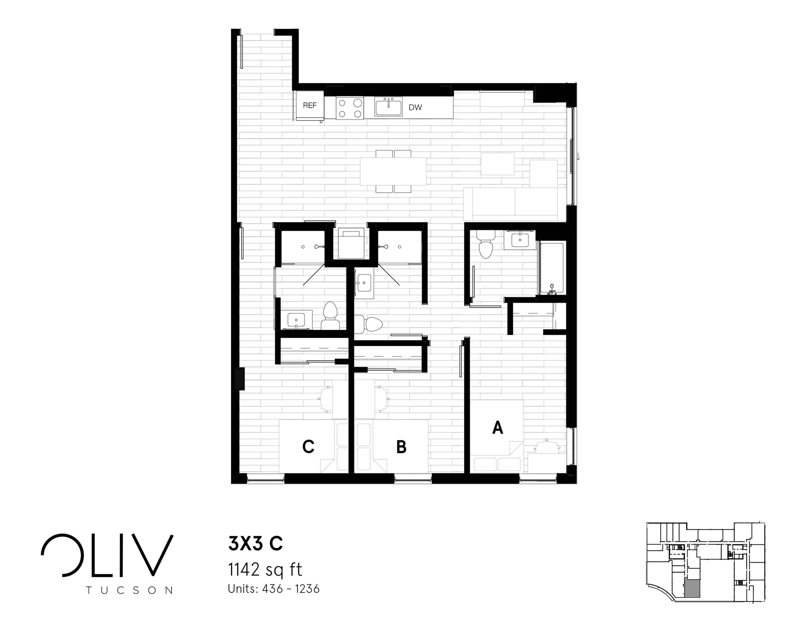Three Bedroom Floor Plan