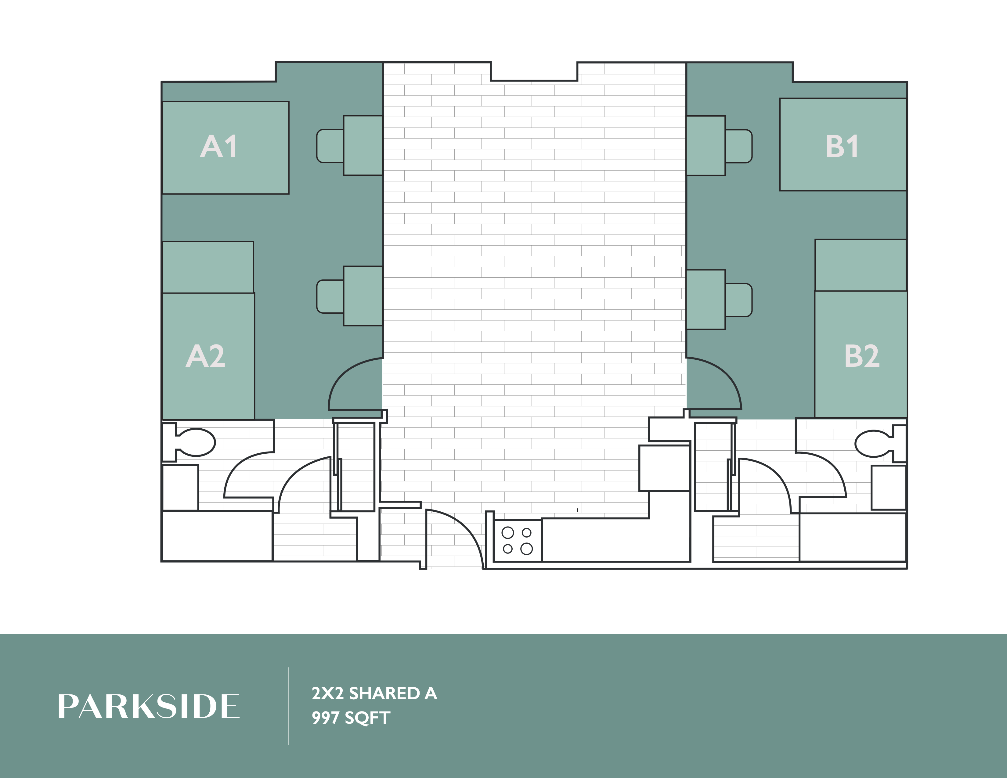 2x2 Shared floor plan