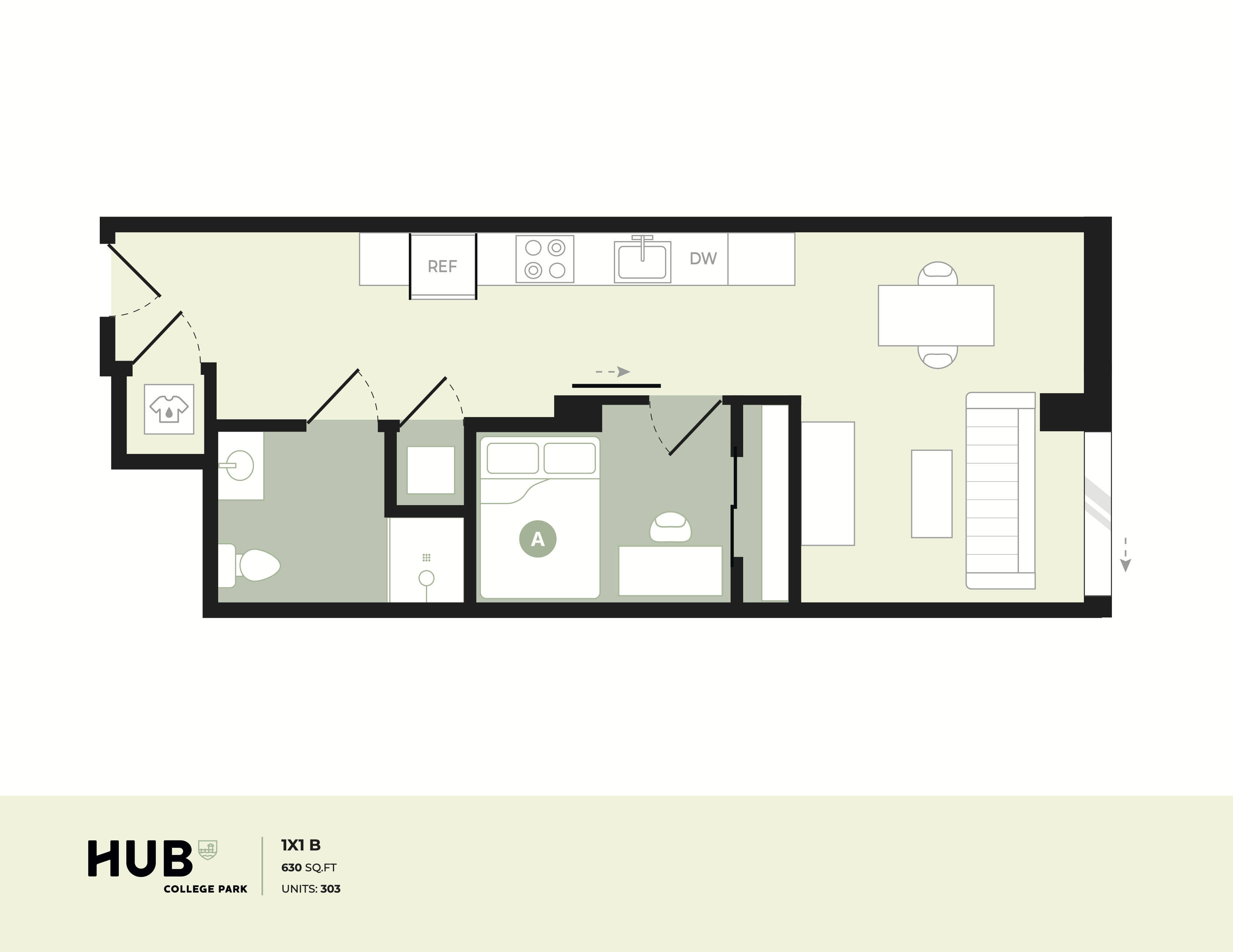 1x1 B floor plan