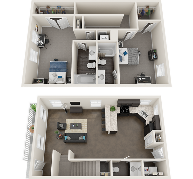The Collective at Columbia The Truman 2x2.5 Floor Plan