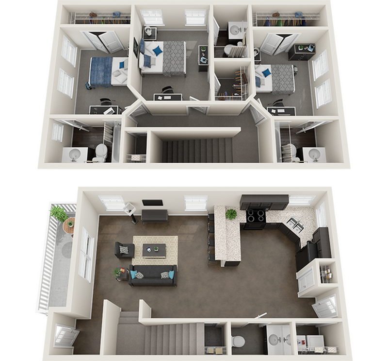 The Collective at Columbia The Faurot 3x3.5 Floor Plan