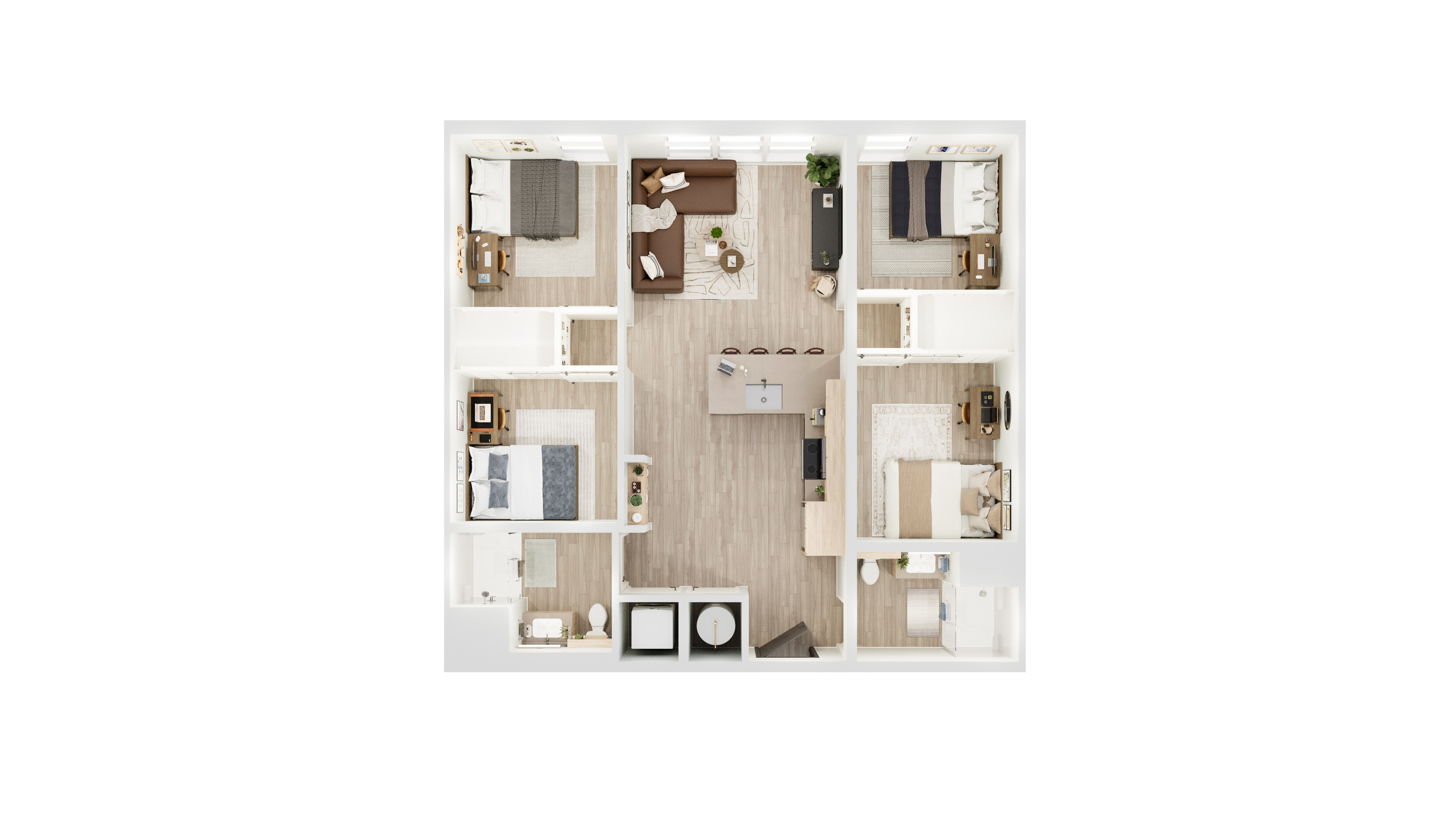 Modern 3-bedroom floor plan featuring an inviting open-concept living area and elegant kitchen with sleek finishes.