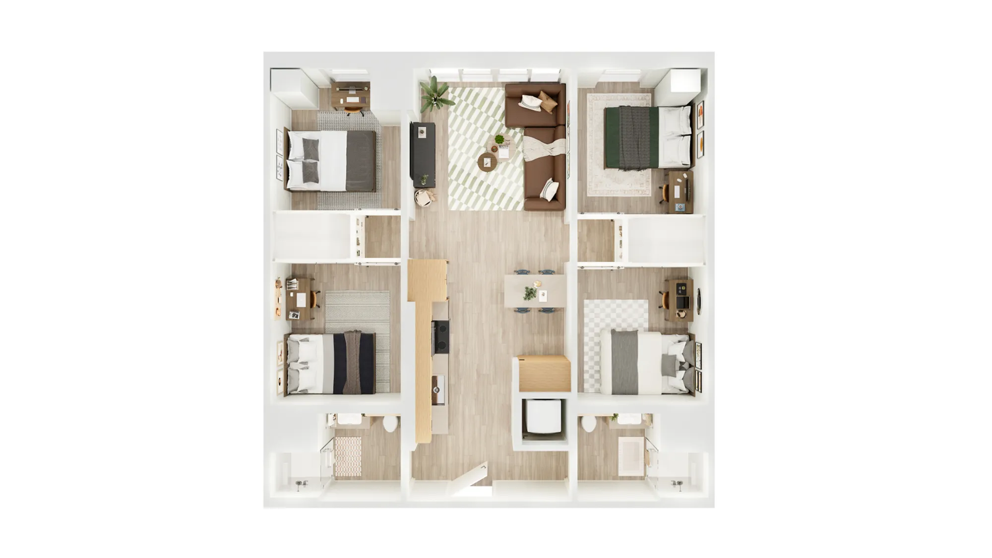 Modern floor plan featuring 3 spacious bedrooms, a stylish living room, and an inviting kitchen layout.