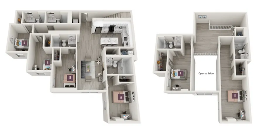 Elegant 3D floor plan featuring 2-level layout with 3 bedrooms, spacious kitchen, and open-concept living and dining area.