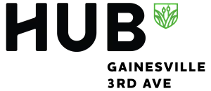 Sleek modern logo for HUB with a green, nature-inspired emblem symbolizing sustainable technology.