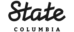 Bold black calligraphy-style 'State' logo on a transparent background, exuding a sense of elegance and modernity.