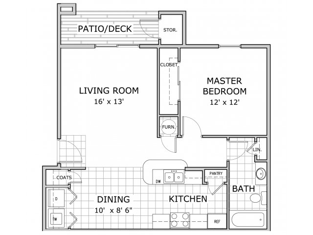 floor plan image of a 1 bedroom apartment at Cambridge Park