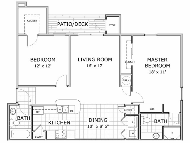 floor plan image of 2 bedroom apartment at Cambridge Park
