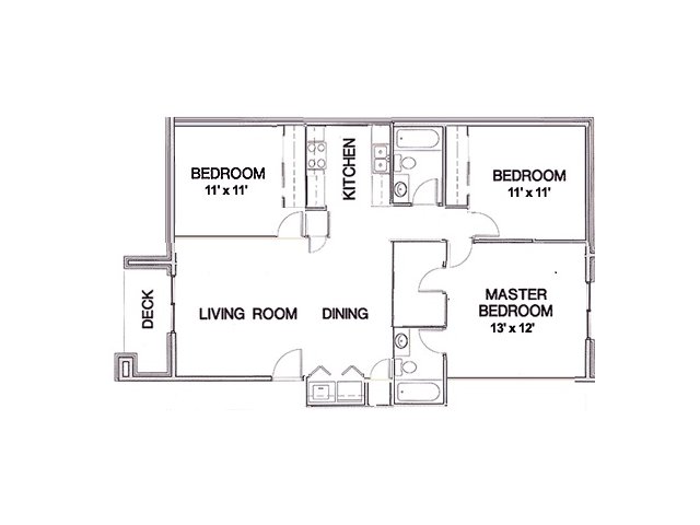 floor plan for 3 bedroom apartment at Cambridge Park