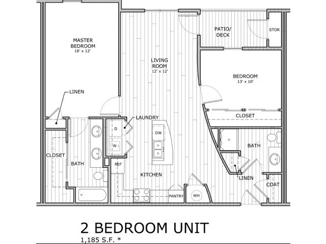 floor plan image for 2 bedroom apartment home at Coryell Commons