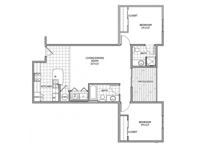 floor plan image of a 2 bedroom apartment