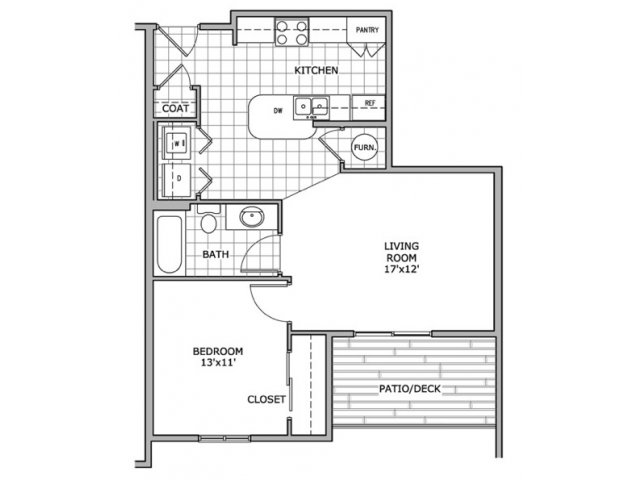 floor plan image of a 1 bedroom apartment