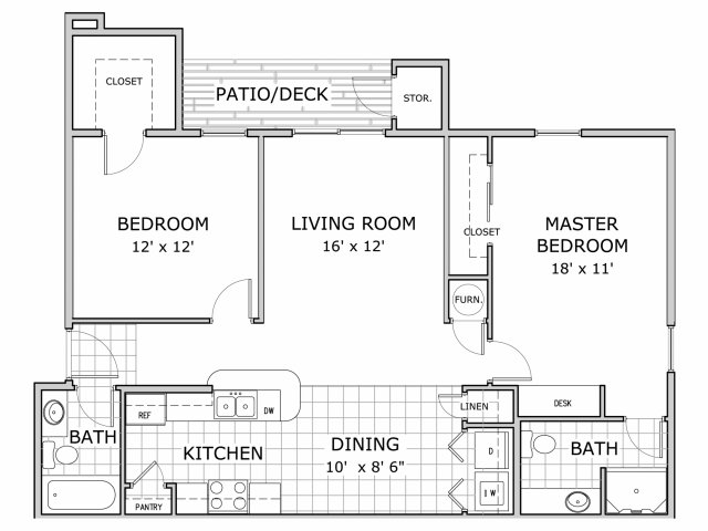 floor plan image of 2 bedroom apartment at Watermill Park