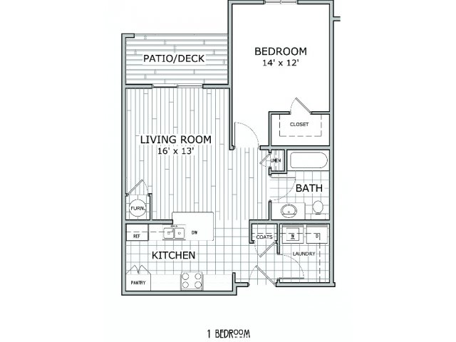 floor plan image of 1 bedroom apartment