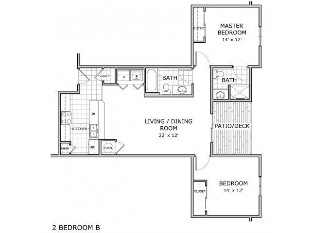floor plan image of 2 bedroom apartment home in Springfield, MO